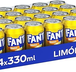 Fanta Limón Zero Azúcares - Refresco de Limón Zero Azúcares Añadidos- Lata 330 Ml Pack de 24