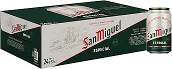 San Miguel Especial Lager, Pack 24 Latas x 33cl, Cerveza Premium EspaƱola, Calidad Tradicional y Sabor Refrescante, 5.4% Volumen de Alcohol
